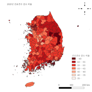 2021년 진료건수 감소 비율